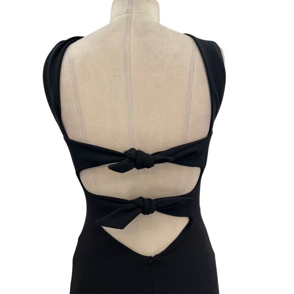 Nookie Long Gown Maxi Dress Bodycon Halter Neck Cut Out Tie Black Size Small - Picture 9 of 13